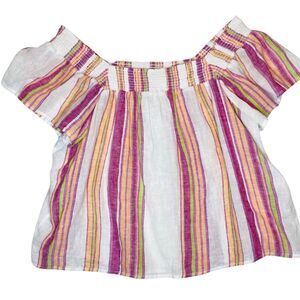 Rails Sonora Square Neck Linen Blouse‎ M Boho Summer Vacation Coastal Cowgirl